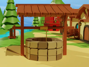 Cartoon Medieval Village 3D Model