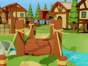 Cartoon Medieval Village 3D Model