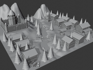 Cartoon Medieval Village Modello 3D