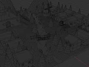 Cartoon Medieval Village 3D Model