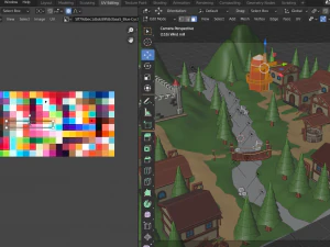 Cartoon Medieval Village 3D Model