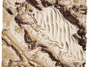 Layered Desert Sand Dunes and Rocks Terrain 3D Model