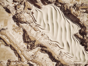 Layered Desert Sand Dunes and Rocks Terrain Model 3D
