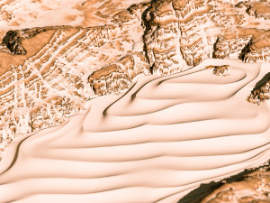 Layered Desert Sand Dunes and Rocks Terrain Model 3D