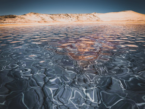 Layered Desert Ridge Lake Terrain 3D Modell