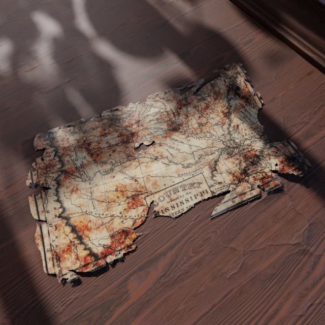 Worn Map of Mississippi 3D Model .c4d .max .obj .3ds .fbx .stl .blend 