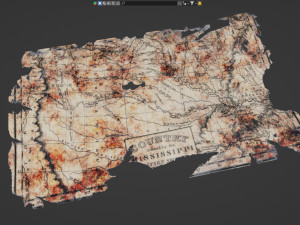 Worn Map of Mississippi 3D Model