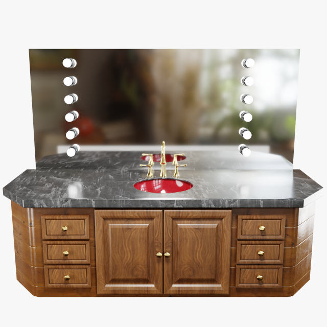 Bathroom Vanity Table with Sink 3D Model .c4d .max .obj .3ds .fbx .stl .blend 