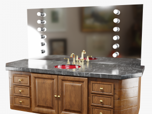 Bathroom Vanity Table with Sink 3D Model