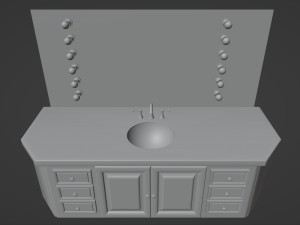 Bathroom Vanity Table with Sink 3D Model