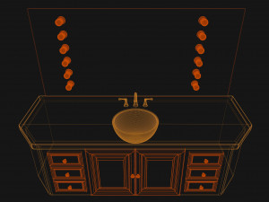 Bathroom Vanity Table with Sink 3D Model
