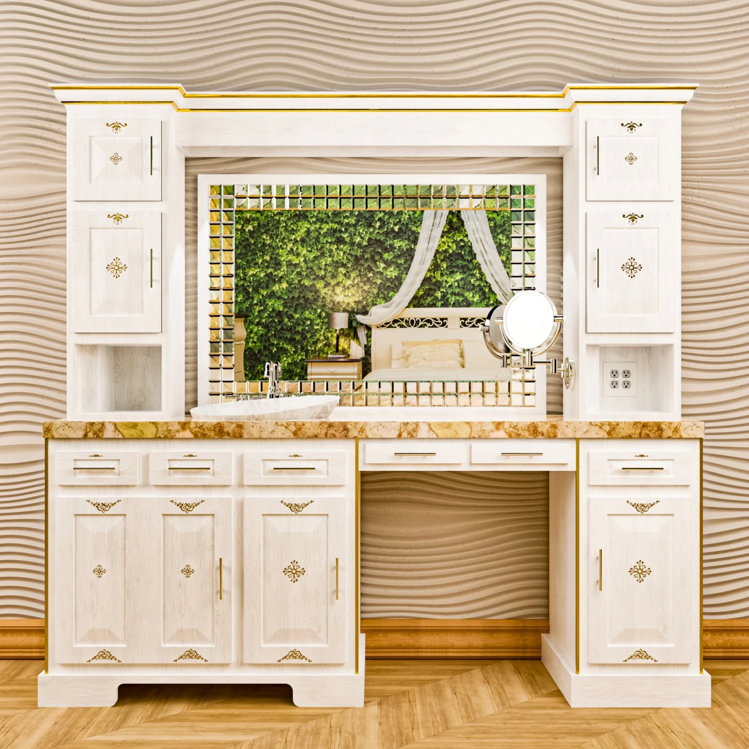 Antique Renaissance Makeup Mirror Vanity Table 3D Model .c4d .max .obj .3ds .fbx .stl .blend