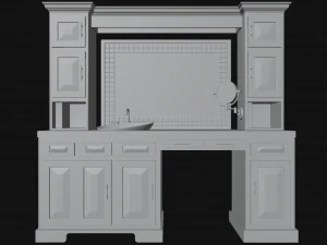 Antique Renaissance Makeup Mirror Vanity Table 3D Model