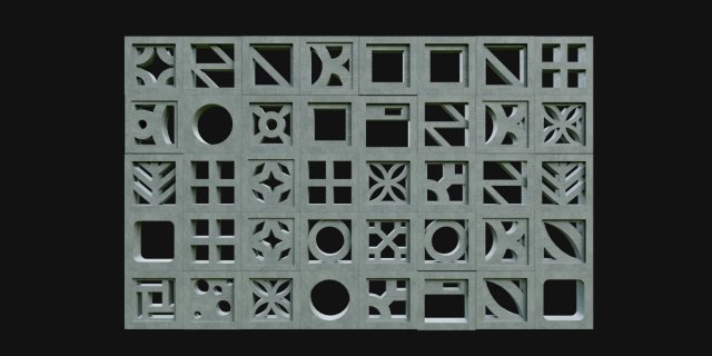 Breeze Blocks Wall Patterns Modèle 3D .c4d .max .obj .3ds .fbx .stl .blend 