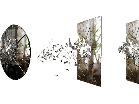 Janelas quebradas e espelhos de vidro Modelo 3D
