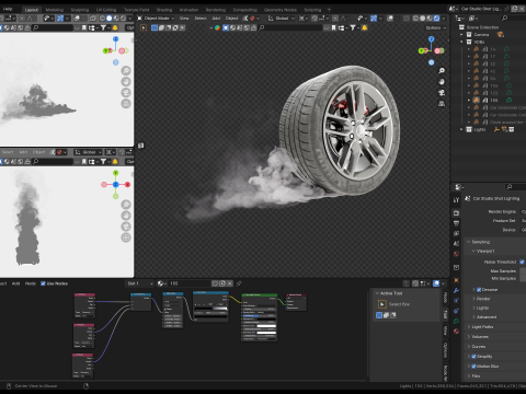 Car Tire Burnout Smoke Vbd Pack 3D Model