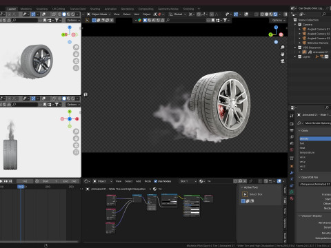 Animated Sequence of Car Tire Burnout Smoke in VDB Format Modelo 3D
