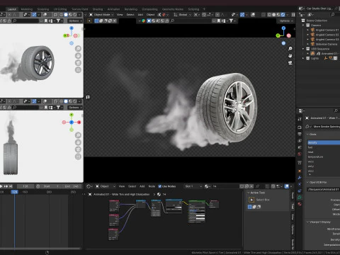 Animated Sequence of Car Tire Burnout Smoke in VDB Format 3D Model