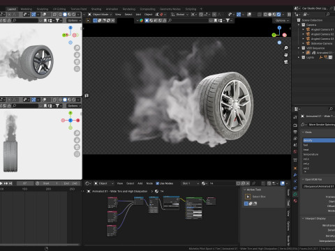 Animated Sequence of Car Tire Burnout Smoke in VDB Format Modelo 3D