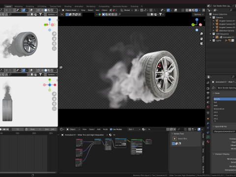 Animated Sequence of Car Tire Burnout Smoke in VDB Format Modelo 3D