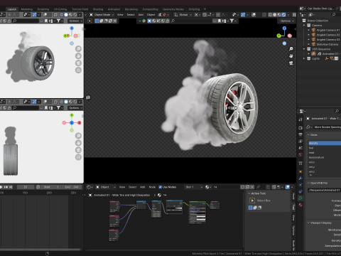 Animated Sequence of Car Tire Burnout Smoke in VDB Format Modelo 3D