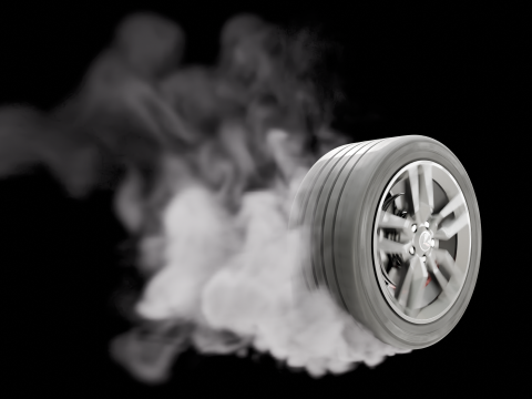 Animated Sequence of Car Tire Burnout Smoke in VDB Format Model 3D