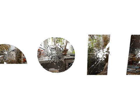 टूटी खिड़कियाँ और दर्पण, कांच, मलबा 3D मॉडल
