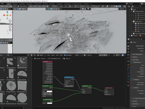 Broken Windows and Mirrors Glass Debris s 3D Modell