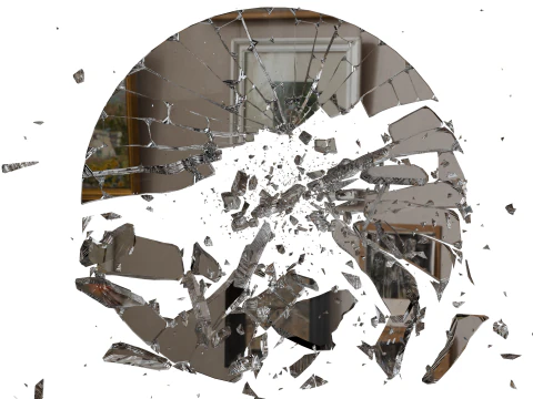 Animasi Jendela Pecah dan Kaca Cermin s Model 3D