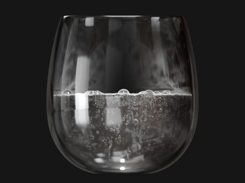 बुलबुले के साथ गैसीय चमकदार पानी का एनिमेटेड अनुकरण 3D मॉडल