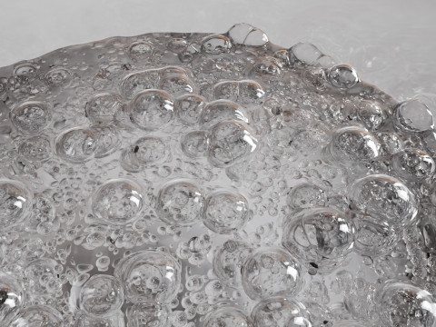 Animated Simulation of Gaseous Sparkling Water with Bubbles Model 3D
