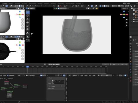 Animated Simulation of Gaseous Sparkling Water with Bubbles Model 3D