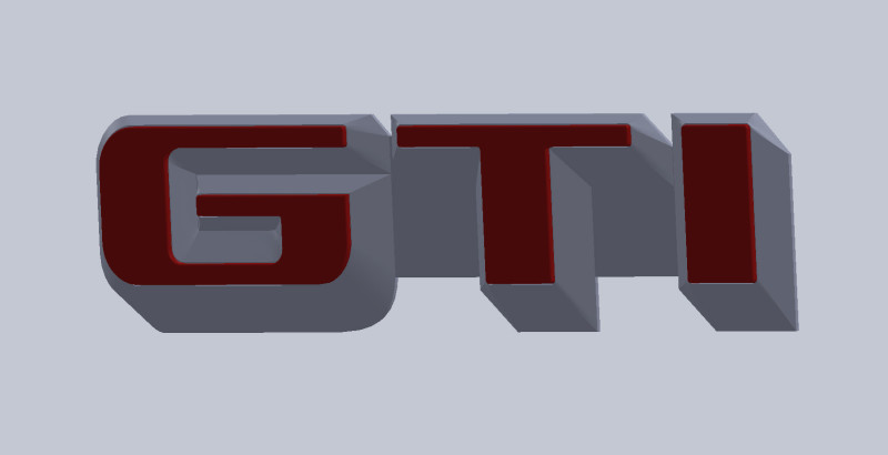 Volkswagen GTI USA Emblem Rear Panel MK 2 91g 3D Модель .c4d .max .obj .3ds .fbx .stl .blend 