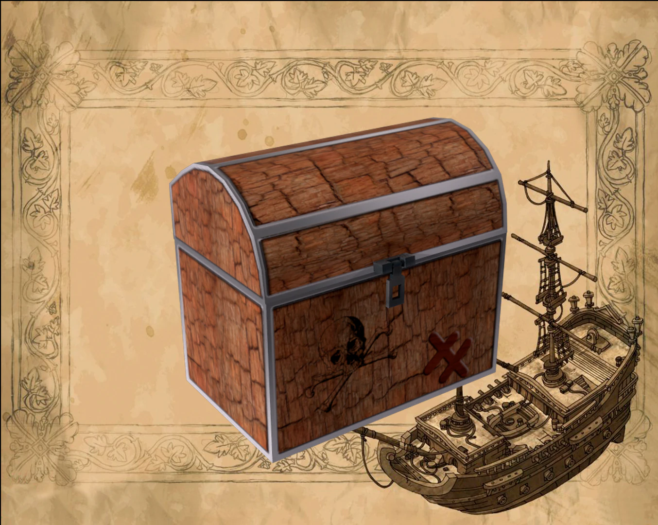 Pirate lowpoly chest 3D Model .c4d .max .obj .3ds .fbx .stl .blend 