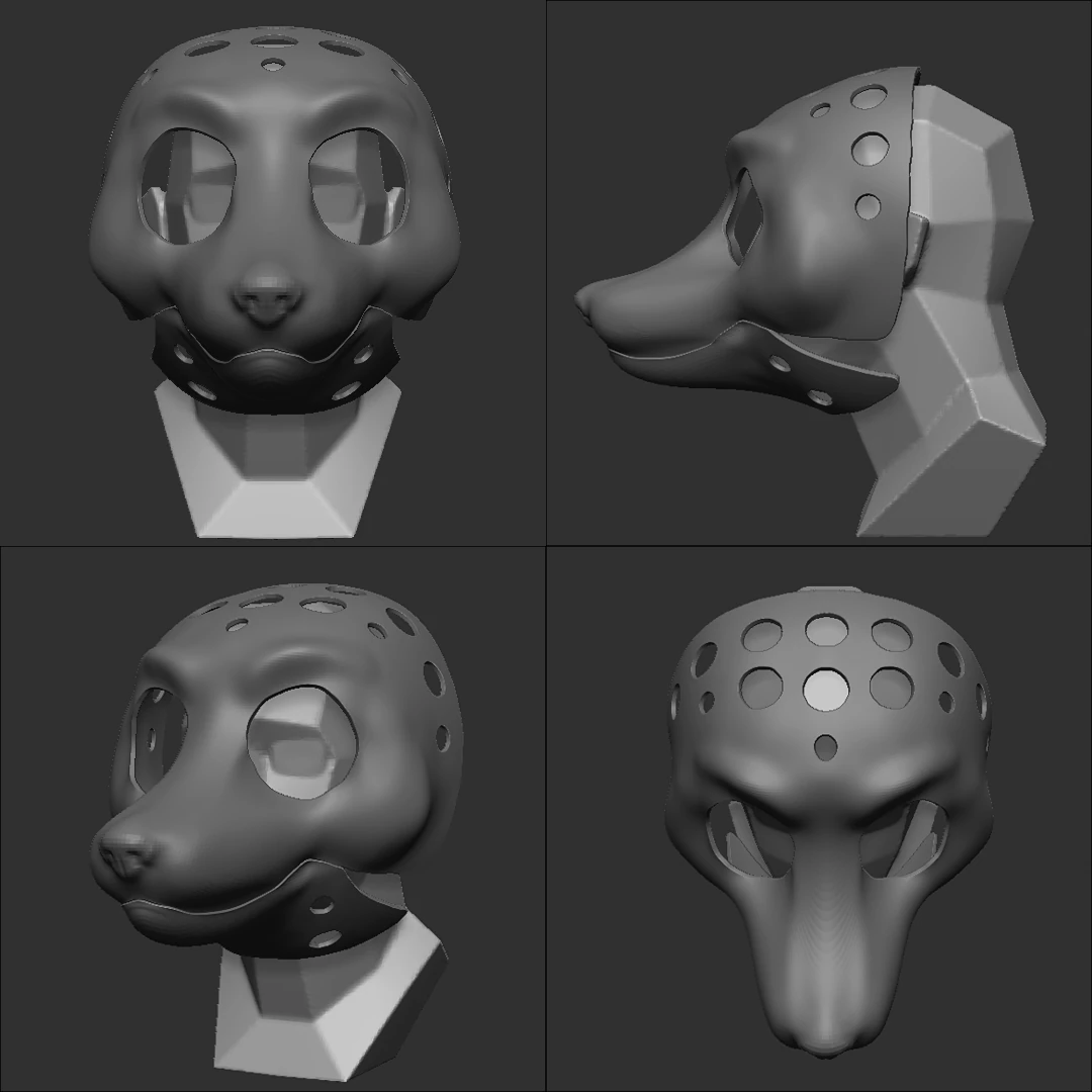 Fursuit Dog Head Base 3D Print Model .c4d .max .obj .3ds .fbx .stl .blend 