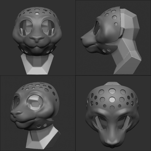 Fursuit Cat Head Base 3Dプリントモデル .c4d .max .obj .3ds .fbx .stl .blend 