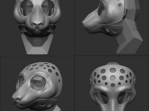 Fursuit Tigre Lion-Base de T&ecirc;te de Grands Chats Modèles 3D en vedette