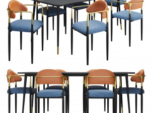 Dining group table La Lume-AZ00400 and dining chair La Lume MB20772-2 Modelo 3D