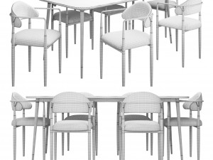 Dining group table La Lume-AZ00400 and dining chair La Lume MB20772-2 3D मॉडल
