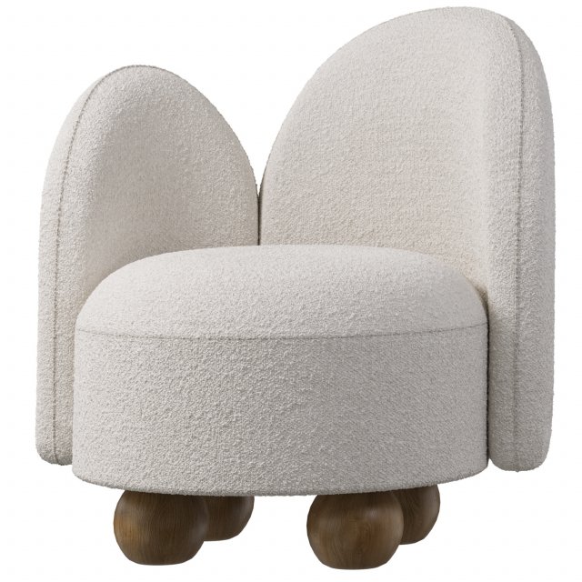 White Wooden Ball Lounge Chair 3D Модель .c4d .max .obj .3ds .fbx .stl .blend