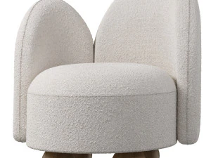 Poltrona lounge a sfera in legno bianco Modello 3D