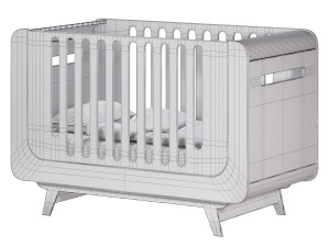Baby Cot Indigo Wood Bubble Bed 3D Model