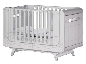 Baby Cot Indigo Wood Bubble Bed 3D Model