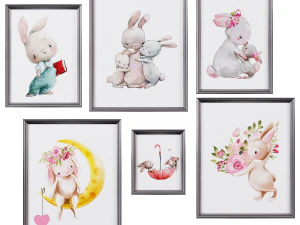 &Ccedil;ocuk odası i&ccedil;in posterler 3D Model