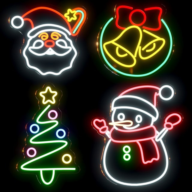 New Year Neon set 3D Model .c4d .max .obj .3ds .fbx .stl .blend 