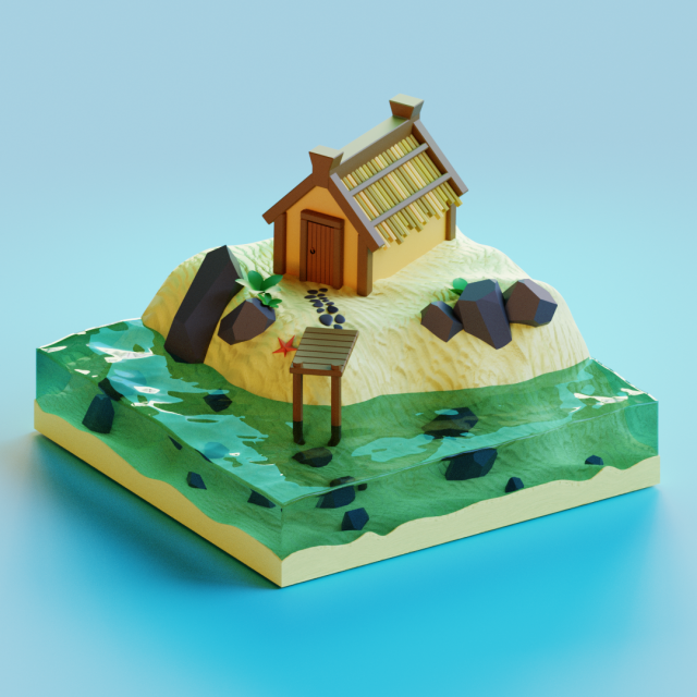 Shack by the sea 3D Modell .c4d .max .obj .3ds .fbx .stl .blend