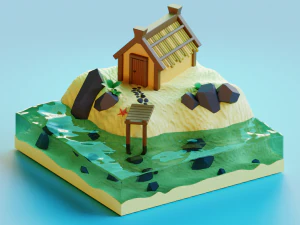 Baracca in riva al mare Modello 3D