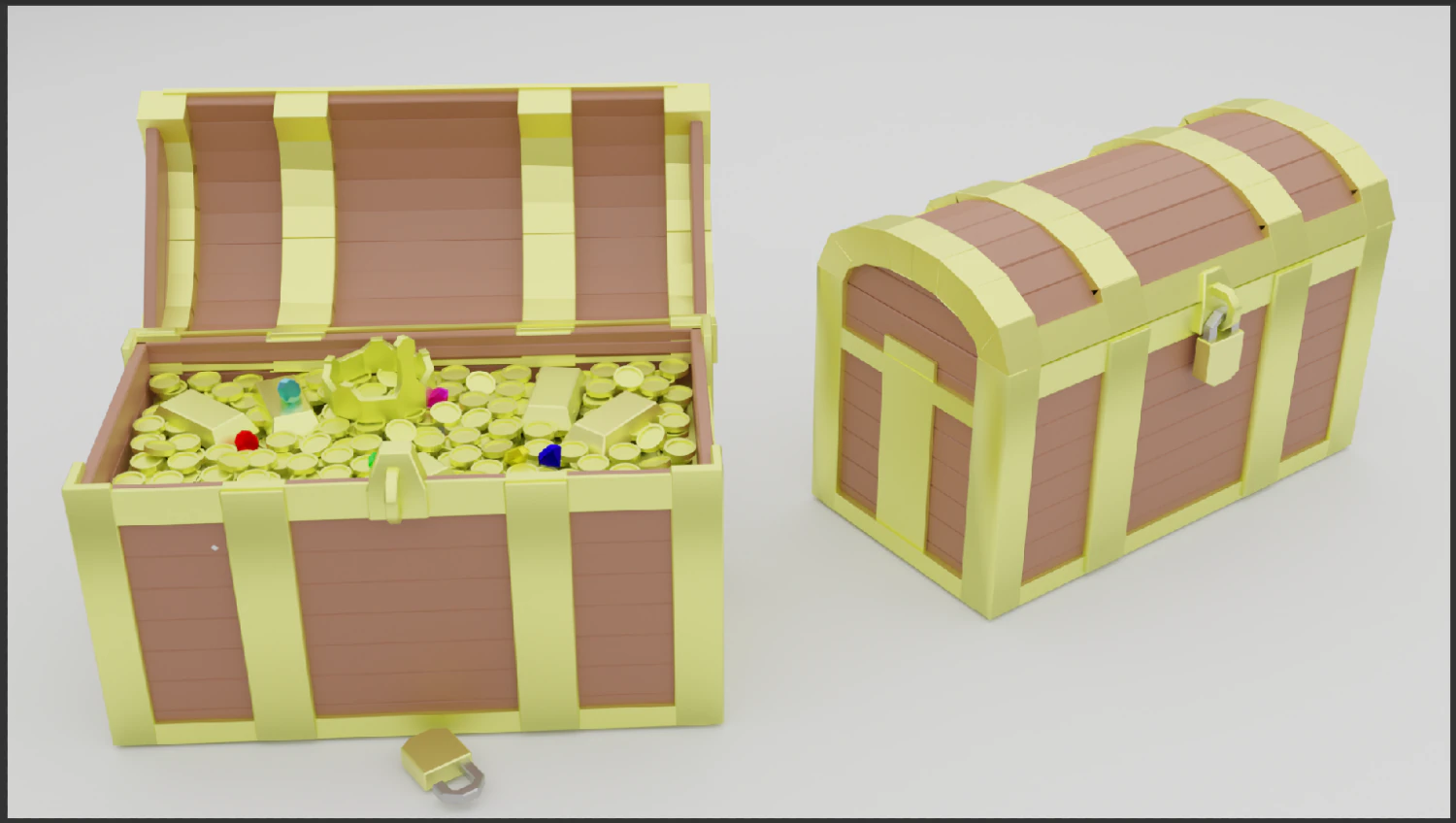 Treasure chest 3D Model .c4d .max .obj .3ds .fbx .stl .blend 