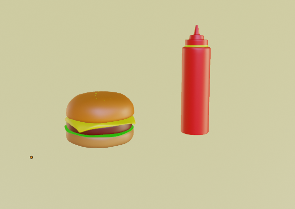 Burger and Ketchup bottle 3D Model .c4d .max .obj .3ds .fbx .stl .blend 