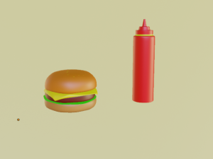 Burger and Ketchup bottle 3D Model